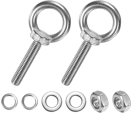 M METERXITY 2-Sets Stainless Eyebolt M10x51mm Shoulder Lifting Eye Bolt with Nuts Washers Male Screw Thread Ring Shoulder Eye Bolts Length 2.01 Inch for Suspending/Fastening
