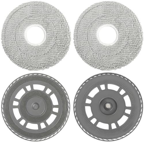 ZephyrCraft Replacement Mop Pads & Plates (2+2 Set) Compatible with Dreame L10S Pro/L10S Ultra/L20/L40/X30/X40/Mova E30 Robot Vacuums – Multi-Model Washable Mop Accessories