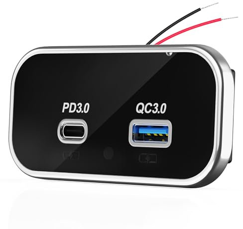 ALLWSLucky Prise USB C 12v Encastrable, Double Prise USB 12V Chargeur PD3.0 et QC3.0 Charge Rapide, Prise de Chargeur pour Bateau Voitures SUV Marine Camion Caravane