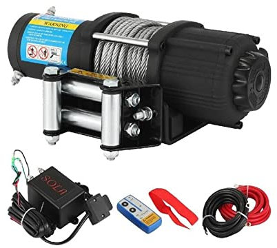 Cabrestante Eléctrico 12V, 4000lbs, con Cable De Acero, Control Inalámbrico, for Camión Todo Terreno, 4x4 Y 43 Pies