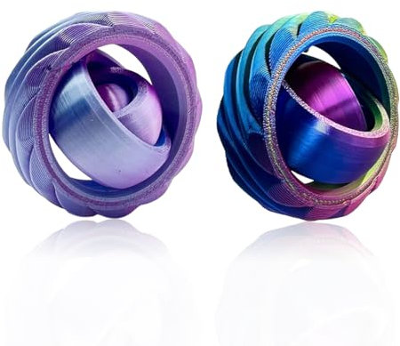 VEOIRXU 2 Stück Handkreisel Fidget Toy, Fidget Hand Spinner Spielzeug, 3D Spiral Design Fingerspielzeug, Sensorisches Fidget Toys, Antistress Spielzeug, für Kinder Erwachsene (Regenbogen und Lila)