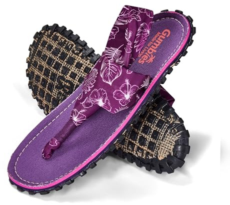 Gumbies Slingback Sandals | Unisex Flip-Flop Style with Recycled Rubber Sole, Cotton Canvas Toe Post & Stretchy Back Straps | Casual, Comfortable & Travel-Ready Footwear | Purple | EU 36