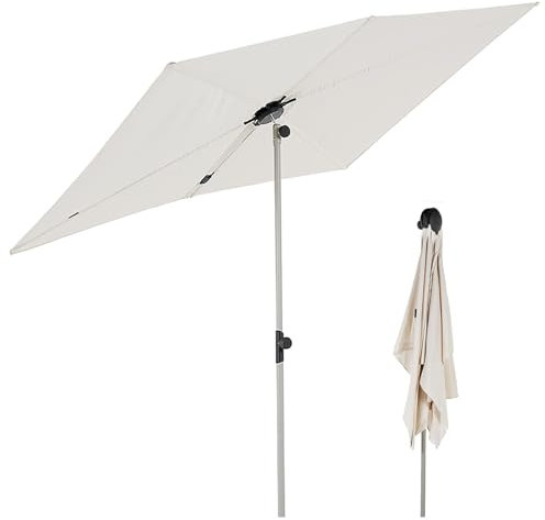 ZIHQRgE 180 × 130 cm Rechteckiger Balkonsonnenschirm, Outdoor-Sonnenschutz mit 360 Grad Drehung für Gärten, Terrassen und Pools, Weiß
