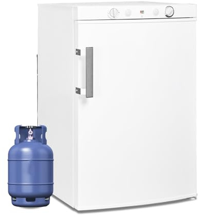 Smad Camping Kühlschrank 12V/230V/Gas,100L Gas Kühlschrank mit Gefrierfach, für Camping, Zuhause, Wohnwagen, Garage, Gite, Wohnmobil, Weiß