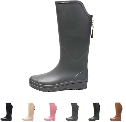 Stivali di gomma da donna alti al ginocchio Wellington comodi stivali da giardino con cerniera impermeabile suola antiscivolo resistenti scarpe da pioggia per passeggiate all'aperto giardinaggio