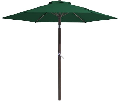 Palawano Sombrilla de Jardín con Inclinación Ajustable y Manivela, Parasol Exterior con Protección UPF50+ para Terraza, Patio, Piscina y Playa (Verde Oscuro, 2.3M)