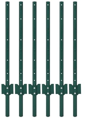 Piquets de clôture métalliques 90 cm, lot de 6, profil en U sans creusage pour jardin, cour, ferme et clôtures extérieures, poteaux U verts robustes, installation facile