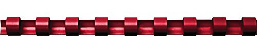 Fellowes Binderücken für Plastikbindung, 8 mm Durchmesser, 21 Ringe, für A4 Dokumente, rot, Packung mit 100 Stück
