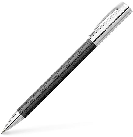 Faber-Castell 138900 - Drehbleistift AMBITION Edelharz Rhombus, Mine: 0,7 mm, inklusive Geschenkverpackung, Schaftfarbe: schwarz / silber