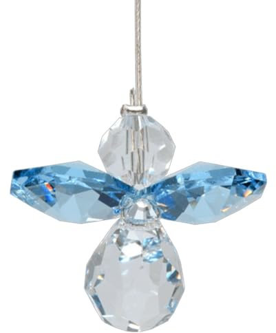 Hanging Crystal Guardian Angel Birthstone Suncatcher MARCH - AQUAMARINE - Embellished with Swarovski Crystals