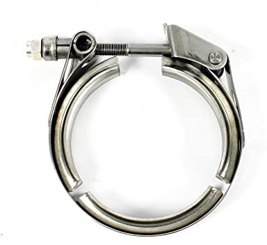 X-Parts V-Band Schelle 76mm 3 Schnellverschluss Turbo Wastegate Auspuff Schelle Rohr Durchmesser 110mm M8 Gewinde 13mm Schlüsselfläche 13mm Silber