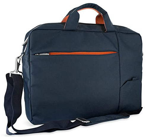 Atlantis Borsa notebook 15.6 pollici a tracolla modello S410, imbottitura interna, vano porta documenti, tasca esterna per accessori, fascia per aggancio Trolley Cinghia a tracolla, colore blu.