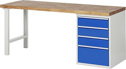 Rau 03 7510A1-207B4S.11 Serie 7000-Werkbank Baukasten-Bauweise, Lichtgrau/Enzianblau