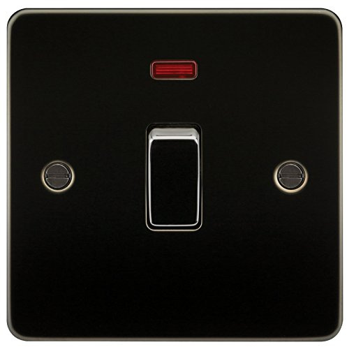 Knightsbridge FP8341NGM Plat FPAV8341NGM Flat Plate 20A 1G Dp Switch with Neon-Gunmetal, Gun Metal