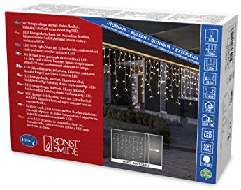 Konstsmide Maxi LED kompakt System Basis-Set: Eisregen Lichtervorhang + Transformator, für max. 450 Dioden/60 m, 100 warm weiße Dioden, 24V Außentrafo, weißes Soft-Kabel - 4720-112