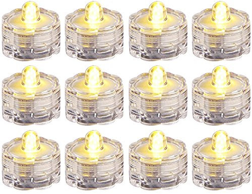 com-four® 12x Wasserdichtes LED Teelicht - LED Lampe in gelb für Badewanne, Pool und Teich - LED Stimmungslicht für Party und Hochzeit (0012 Stück - Blütenform)
