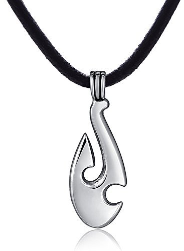 DonDon Herren Lederkette Leder Halskette 50 cm mit Edelstahl Anhänger Surfer Tribe-Bone