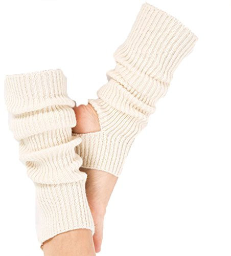 Hustar Damen Gestrickt Stulpen Beinwärmer Yoga Ballettstulpen Winter Warm Beinstulpen mit Fersenloch Weiß