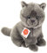 Teddy Hermann 91825 Kartäuser Katze sitzend 20 cm, Kuscheltier, Plüschtier mit recycelter Füllung