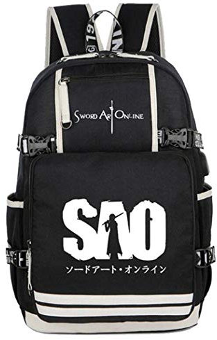 WANHONGYUE Sword Art Online Anime Leuchtend Backpack Schultasche Student Laptoprucksack Rucksack mit USB-Ladeanschluss /1
