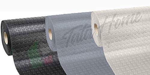 Pavimento Tappeto in PVC Gommato Rivestimento Linoleum Antiscivolo Flessibile e Resistente Disegno BollatoLarghezza 100 cm Lunghezza 400 cm Colore Grigio Scuro