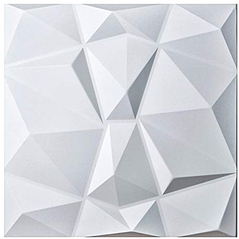 Art3d 3D Leather Tiles Decoartive 3D Wall Panels, White Diamond 23.6 x 23.6 (6 Pack)