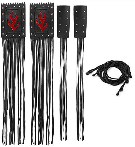 KSTE Motorradlenkerabdeckung - 2pcs Lenker Quaste Fringe Grip Cover, Griff Elastizität Protector Cover Universal für Mountainbike Faltrad BMX, Schwarz, Kunstleder