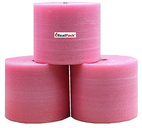 Realpack Luftpolsterfolie, recycelbar, antistatisch, umweltfreundlich, klein, 300 mm / 500 mm / 750 mm, Pink 300mm x 50m grün
