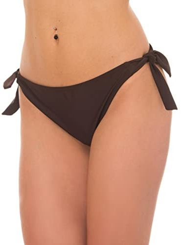 Aquarti Bikinihose Damen mit seitlicher Schnürung – Hüftslip Bikinihosen für Damen in Unifarben, Farbe: Braun, Größe: 42