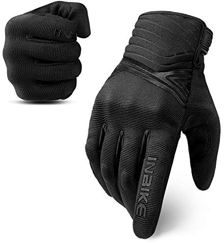INBIKE Breathable Mesh Motorcycle Gloves Touchscreen with TPR Palm Pad Hard Knuckles Black Large