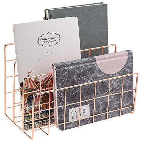 Organisateur de Courrier de Bureau, Trieuse de Courrier à 3 Fentes en MéTal, Classeur Lettres pour Lettres, Courriers, Livres, Cartes Postales et Plus, Porte-Courrier en Or Rose