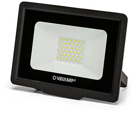 Velamp Proiettore LED SMD 30W - Impermeabile IP65 - Luce Bianco Naturale 4000K - Colore Nero - Ideale per Esterni