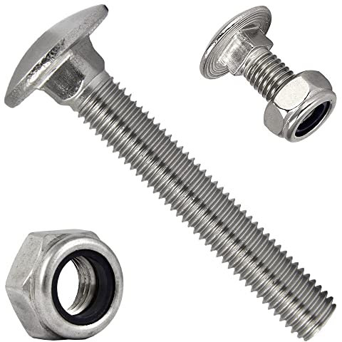 Flachrundschrauben mit Sicherungsmuttern Muttern M6x50 (2 Stück) Edelstahl Selbstsichernde DIN 603 / DIN 985 FASTON®