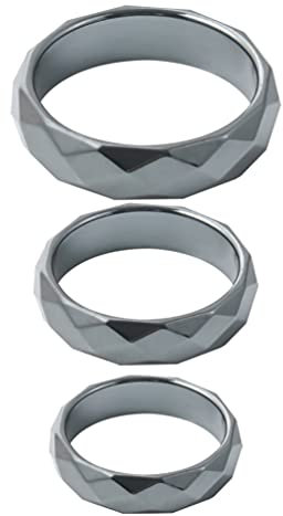 DOITOOL 3er Set Magnetische HäMatit Ringe, FöRdert Durchblutung Und Zellstoffwechsel, Linderung Von EntzüNdungen Und Schmerzen, Schwarz, 4mm Breite, GrößEn 6/8/10