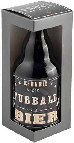 Jack´s Bierflasche Fußball''Ich bin hier - wegen Fußball und Bier'' mit Geschenkverpackung 0, 33 l/Männergeschenk/Zum Geburtstag/Party/Fußball