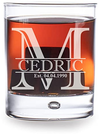 AIGAT 1 vaso de whisky personalizado grabado personalizado, vaso de bola baja, vidrio de bourbon antiguo, 280 ml