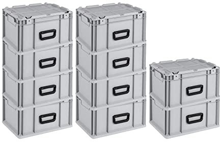 PROREGAL SuperSparSet 10x Eurobox NextGen Portable | HxBxT 23,5x30x40cm | 20 Liter | Eurobehälter, Transportbox, Transportbehälter, Stapelbehälter