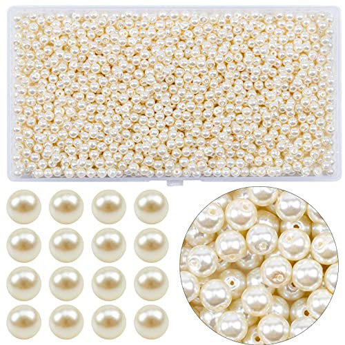RUBY 600 Stück Weiße Glasperlen, Rund, 6MM, für DIY Schmuck, Basteln und Handwerk