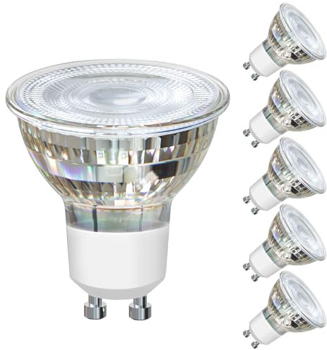 EXTRASTAR Ampoules LED GU10, 5W équivalent Halogène 60W, 425 Lumens Blanc Chaud 3000K, Ampoules Spot LED GU10 en Verre, 38° Angle de faisceau, Lot de 6