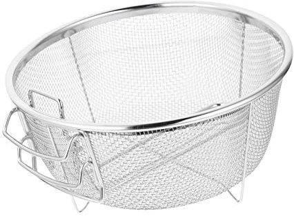 Warmhm Basket Insert Pans Mini Tray Chip Serving Noodle Strainer with Handle Tool Trays Turkey French Fry Chips Holder Brackets Skimmer Metal Stainless Steel Pot (12.79 X7.66X3.34 Inch)