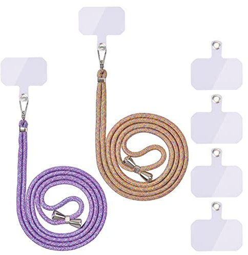 Handykette Universal, Handy Lanyard, Universelles Handy um den Hals hängend mit Pad Handy Lanyard, verstellbar und abnehmbar. (2Lila Regenbogen+Gelber Regenbogen)