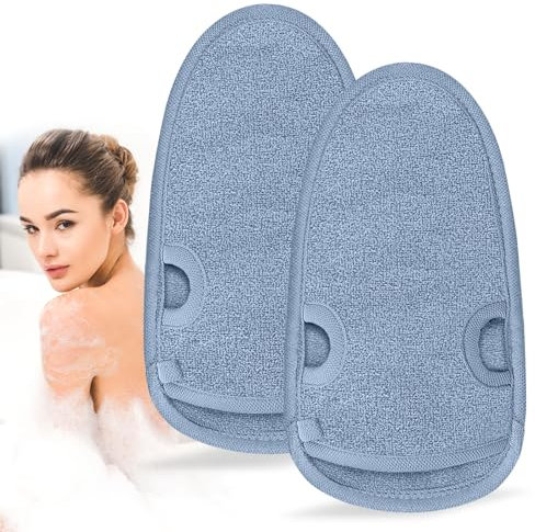 2 Pieza guantes exfoliantes, Guante de masaje, Esponja de ducha para Peeling & Body Scrub, exfoliación, masajee, Esponja de ducha para Peeling & Body Scrub (Gris)