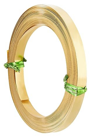 BENECREAT 19.7 Ft(6m) 34 Gauge/0.2mm Brass Bezel Wire, 6mm Wide Flat Craft Wire for Jewelry DIY Making, Gem Wrapping