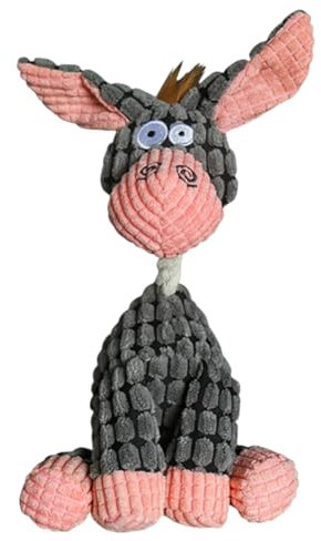 Molinter Jouet en peluche pour chien - Petit âne qui couine - Jouet interactif et stable pour grands petits chiens (rose)