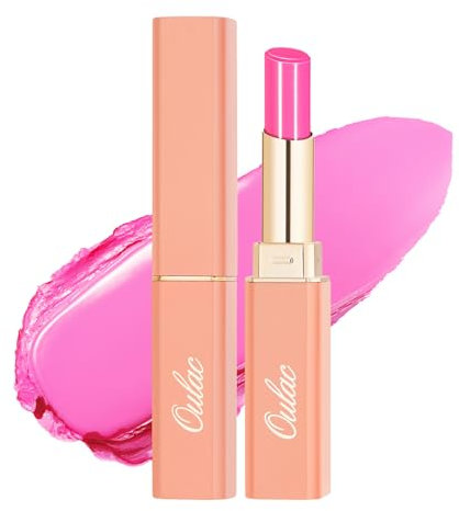 Oulac Bright Pastel Pink Lipstick - Moisture Shine Hydrating Lipstick & Tinted Lip Balm for Dry Lips, Medium Coverage Lip Colour | Juicy Look, Glossy Finish, Vegan, Cruelty-Free, Girl Power (15)
