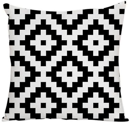Kissenbezug 80x80 Schwarz Weiß Kopfkissenbezug 80x80 Superweicher Baumwolle Hanf Couchkissen Resistent Atmungsaktiv Kissenbezüge 80x80 Verdecktem Zip Voll Sofakissen 80x80cm/1 Pcs