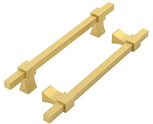 Goldenwarm 2 Pack Square Gold Drawer Handles - Adjustable 1-3/8 to 6-5/16 (35-160mm) - Kitchen Cupboard Handles