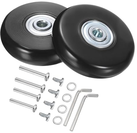 QUARKZMAN Kofferrollen Ersatz 55 x 14 mm/2,2 x 0,6 Gummi Schwenkrollen mit Kugellager Reparaturset für Koffer Inline Outdoor Skate, Schwarz 1 Set