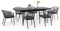 IDIMEX Gartenmöbel Set Sunny mit 1 ausziehbaren Esstisch und 6 Stühlen, Esstisch Gestell aus Alu in schwarz, Seilbespannung der Stühle in grau, Essgruppe inkl. Sitzkissen, Terassenmöbel