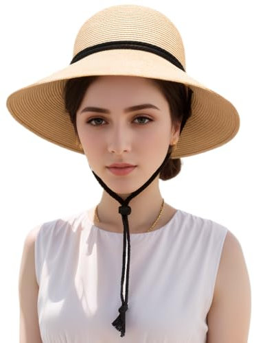Chapeau Paille Femme Soleil Chic Accessoire Plage Chapeau Anti UV Femme